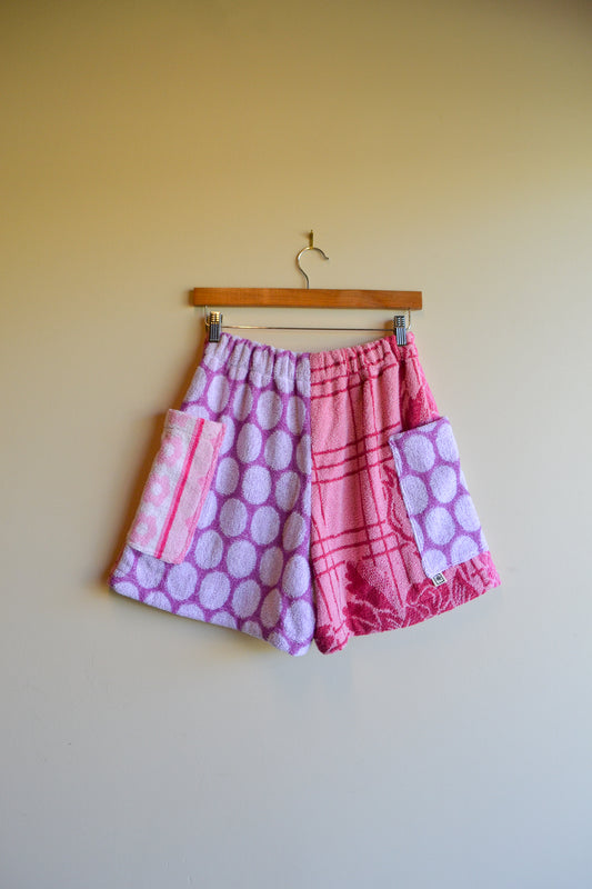 Patch Shorts | Pink Towel Comfys | Small