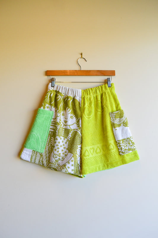 Patch Shorts | Green Towel Comfys | Medium