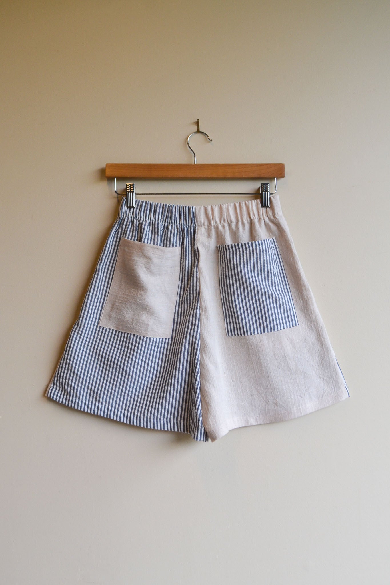 Patch Shorts | Stripe & Beige | Small