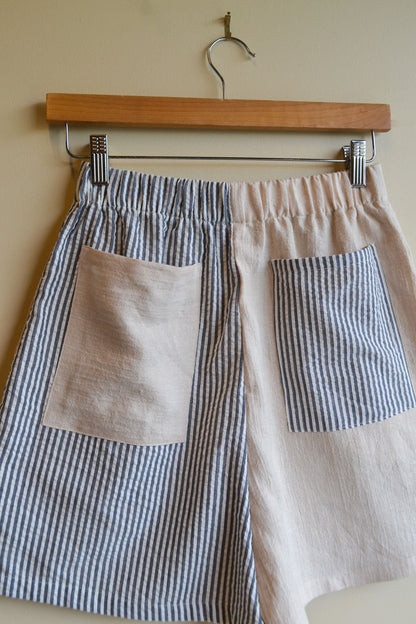 Patch Shorts | Stripe & Beige | Small