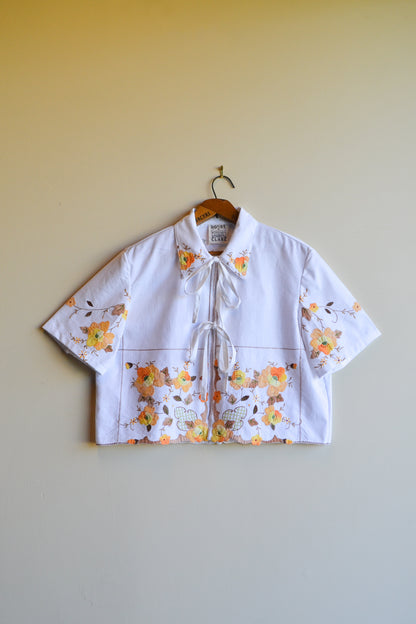 Tie Top | Applique | Short Sleeve | S-M