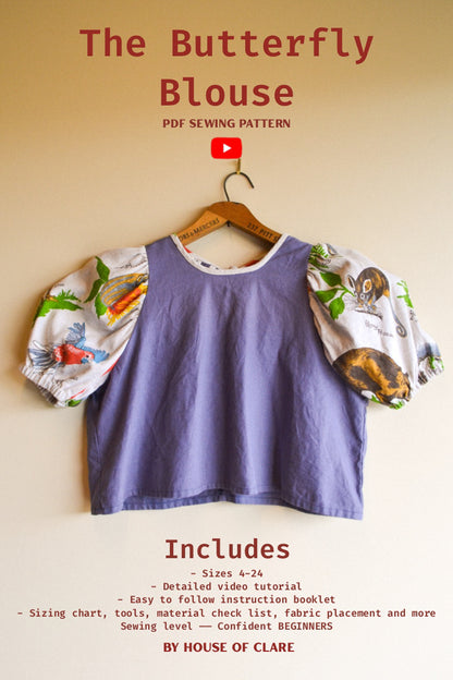 Sew Your Own Puff Sleeve Blouse – PDF Pattern - Confident/Advanced Beginners