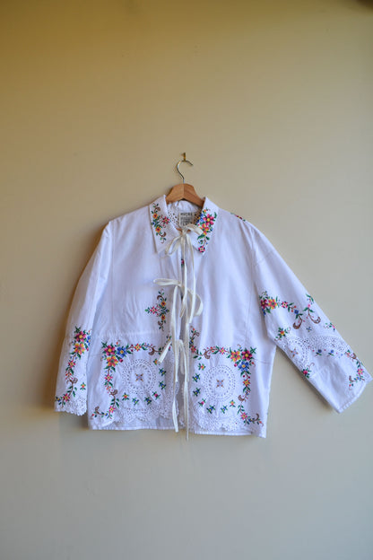 Tie Top | Embroidery | Long Sleeve | Medium